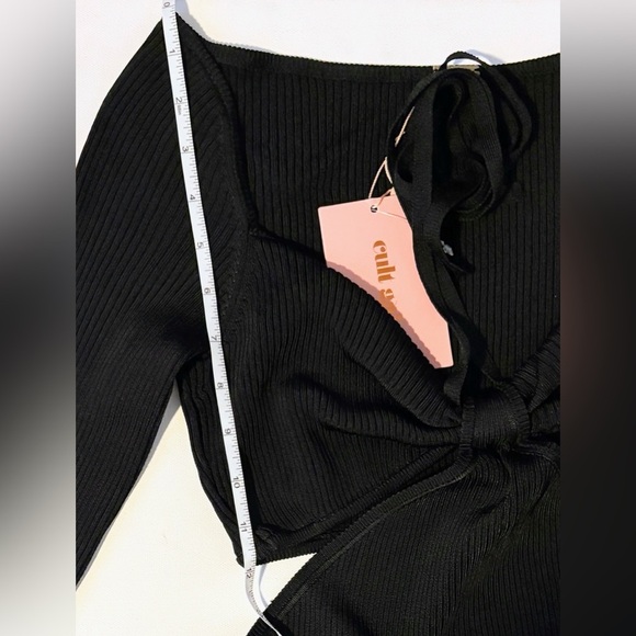 Cult Gaia Enzo Ribbed Knit Maxi Dress cut out halter long sleeve black L - Picture 10 of 16